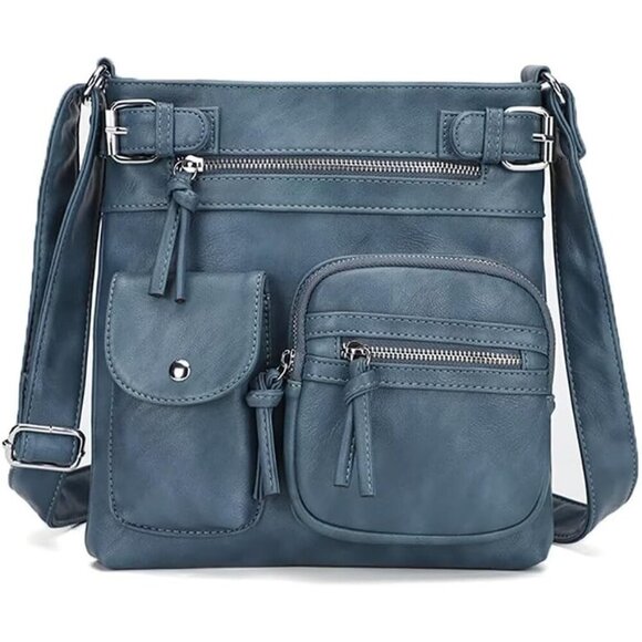 Goth Leather Crossbody Tote Bag for Women Studded Hobo Shoulder Purse Trendy - Picture 1 of 5